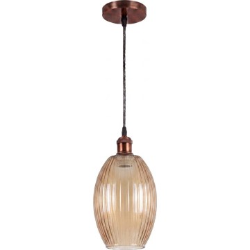 Brilagi - Suspension LED sur câble RETRO GLASS 1xE27/60W/230V Ø 17 cm cuivrée / beige fumé
