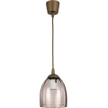 Brilagi - Suspension LED sur câble RETRO GLASS 1xE27/60W/230V Ø 17 cm marron / beige fumé