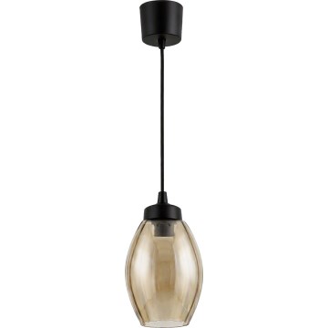 Brilagi - Suspension LED sur câble RETRO GLASS 1xE27/60W/230V Ø 17 cm noir/beige fumé
