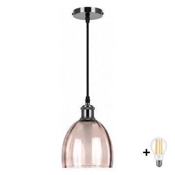 BRILAGI - Suspension LED sur câble RETRO GLASS 1xE27/60W/230V Ø 17 cm noir/beige fumé