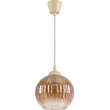 Brilagi - Suspension LED sur câble RETRO GLASS 1xE27/60W/230V Ø 18 cm beige/brun fumé