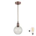 Brilagi - Suspension LED sur câble RETRO GLASS 1xE27/60W/230V Ø 18 cm blanc/transparent