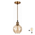 BRILAGI - Suspension LED sur câble RETRO GLASS 1xE27/60W/230V Ø 18 cm doré/brun fumé