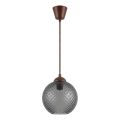 Brilagi - Suspension LED sur câble RETRO GLASS 1xE27/60W/230V Ø 18 cm marron/gris fumé