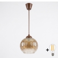 Brilagi - Suspension LED sur câble RETRO GLASS 1xE27/60W/230V Ø 18 cm marron/marron fumé