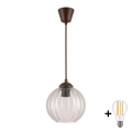 Brilagi - Suspension LED sur câble RETRO GLASS 1xE27/60W/230V Ø 18 cm marron/transparent