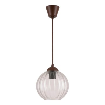 Brilagi - Suspension LED sur câble RETRO GLASS 1xE27/60W/230V Ø 18 cm marron/transparent