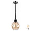 BRILAGI - Suspension LED sur câble RETRO GLASS 1xE27/60W/230V Ø 18 cm noir/brun fumé