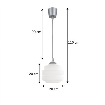 BRILAGI - Suspension LED sur câble RETRO GLASS 1xE27/60W/230V Ø 20 cm argenté/blanc
