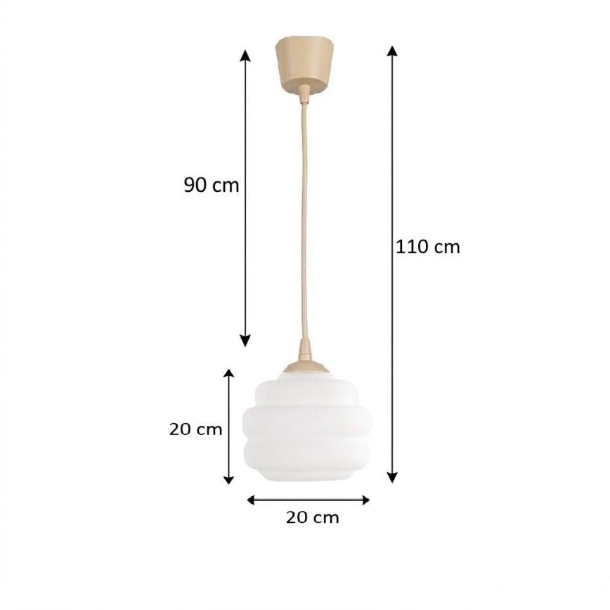 BRILAGI - Suspension LED sur câble RETRO GLASS 1xE27/60W/230V Ø 20 cm beige/blanc