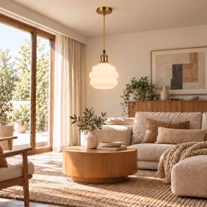 BRILAGI - suspension LED sur câble RETRO GLASS 1xE27/60W/230V Ø 20 cm dorée/blanche