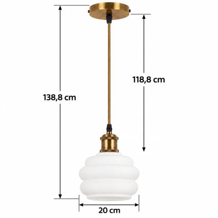 BRILAGI - suspension LED sur câble RETRO GLASS 1xE27/60W/230V Ø 20 cm dorée/blanche