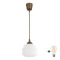 Brilagi - Suspension LED sur câble RETRO GLASS 1xE27/60W/230V Ø 20 cm marron/blanc