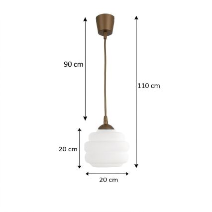 BRILAGI - Suspension LED sur câble RETRO GLASS 1xE27/60W/230V Ø 20 cm marron/blanc