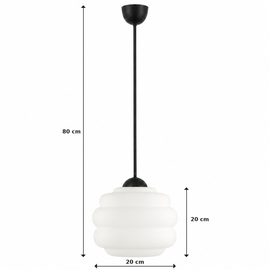BRILAGI - Suspension LED sur câble RETRO GLASS 1xE27/60W/230V Ø 20 cm noir/blanc