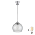 Brilagi - Suspension LED sur câble RETRO GLASS 1xE27/60W/230V Ø 25 cm argenté / gris fumé