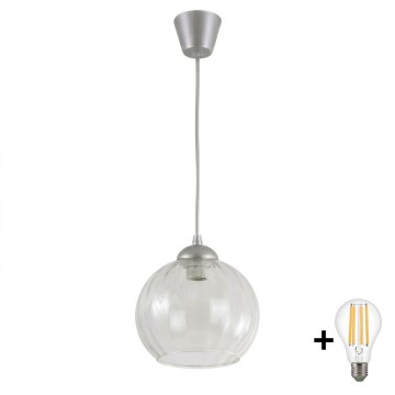 Brilagi - Suspension LED sur câble RETRO GLASS 1xE27/60W/230V Ø 25 cm argenté/transparent