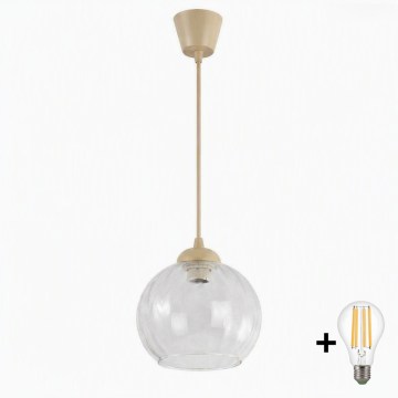 Brilagi - Suspension LED sur câble RETRO GLASS 1xE27/60W/230V Ø 25 cm beige/transparent