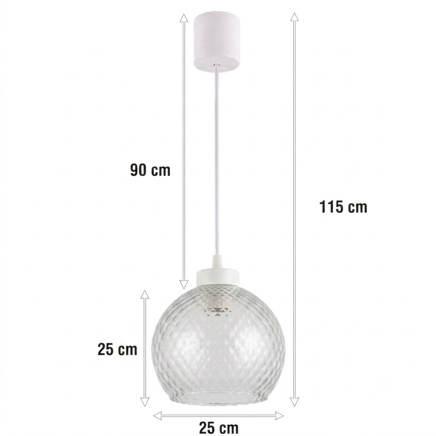 Brilagi - Suspension LED sur câble RETRO GLASS 1xE27/60W/230V Ø 25 cm blanc/gris fumé