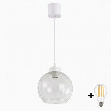 Brilagi - Suspension LED sur câble RETRO GLASS 1xE27/60W/230V Ø 25 cm blanc/transparent