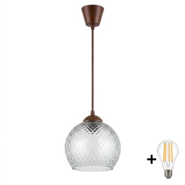 Brilagi - Suspension LED sur câble RETRO GLASS 1xE27/60W/230V Ø 25 cm marron/gris fumé