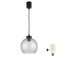Brilagi - Suspension LED sur câble RETRO GLASS 1xE27/60W/230V Ø 25 cm noir/gris fumé
