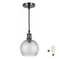 BRILAGI - Suspension LED sur câble RETRO GLASS 1xE27/60W/230V Ø 25 cm noir/gris fumé