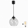 Brilagi - Suspension LED sur câble RETRO GLASS 1xE27/60W/230V Ø 25 cm noir/transparent