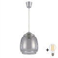 Brilagi - Suspension LED sur câble RETRO GLASS 1xE27/60W/230V Ø 26 cm argenté/gris fumé