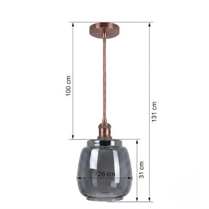 Brilagi - Suspension LED sur câble RETRO GLASS 1xE27/60W/230V Ø 26 cm blanc/gris fumé