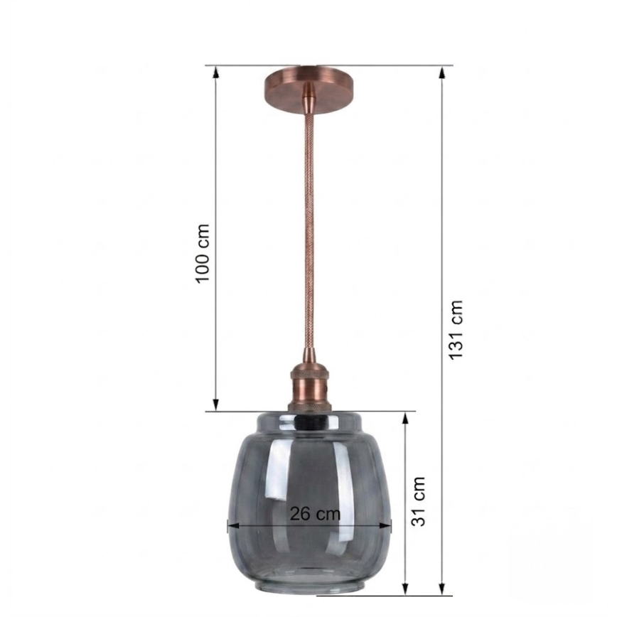 Brilagi - Suspension LED sur câble RETRO GLASS 1xE27/60W/230V Ø 26 cm blanc/gris fumé