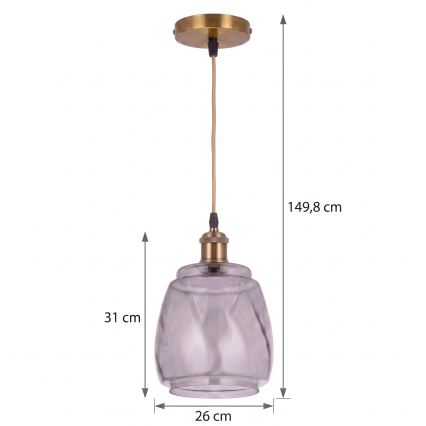 BRILAGI - LED suspension sur câble RETRO GLASS 1xE27/60W/230V Ø 26 cm doré/gris fumé
