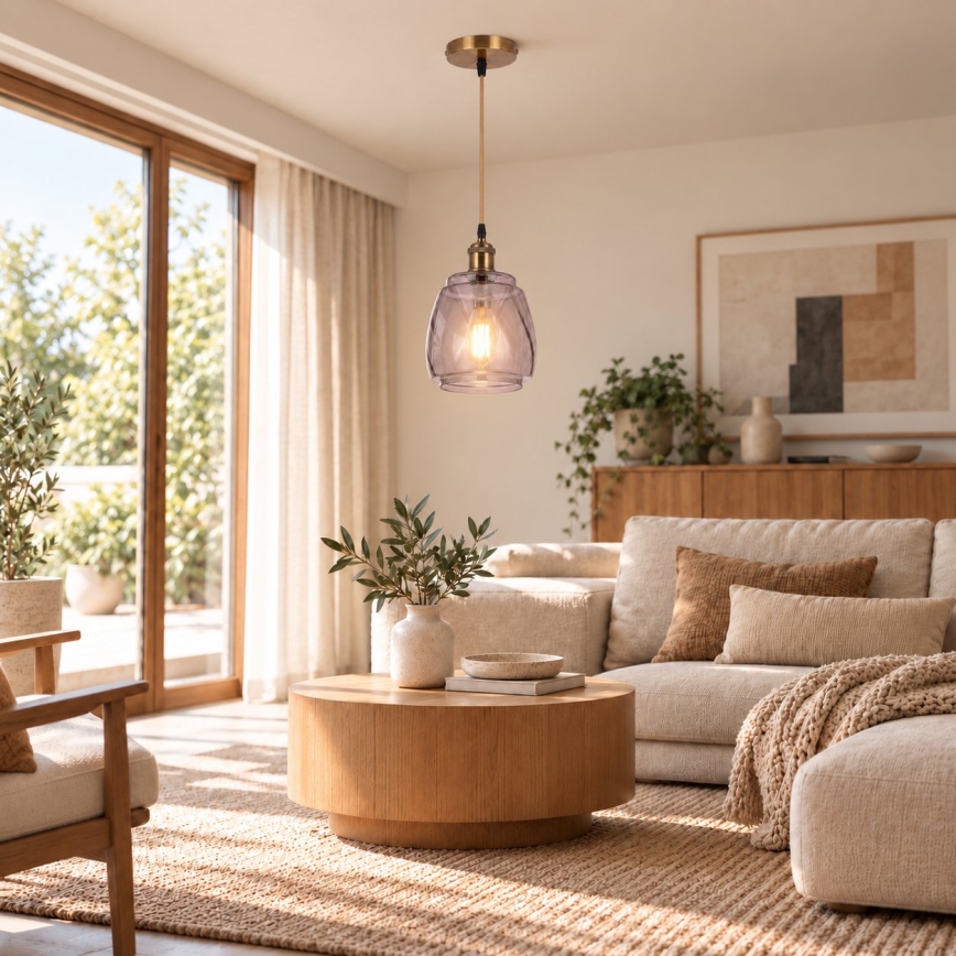 BRILAGI - LED suspension sur câble RETRO GLASS 1xE27/60W/230V Ø 26 cm doré/gris fumé