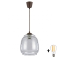 Brilagi - Suspension LED sur câble RETRO GLASS 1xE27/60W/230V Ø 26 cm marron/gris fumé