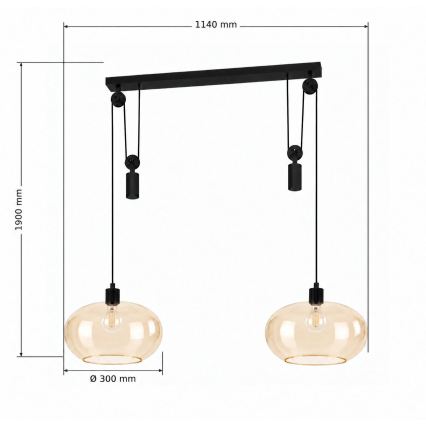BRILAGI - suspension LED sur câble RETRO GLASS 2xE27/40W/230V noir/beige fumé