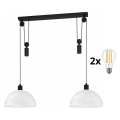 BRILAGI - Suspension LED sur câble RETRO GLASS 2xE27/40W/230V noir/blanc