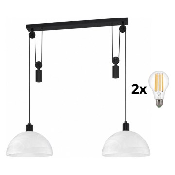 BRILAGI - Suspension LED sur câble RETRO GLASS 2xE27/40W/230V noir/blanc