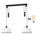 BRILAGI - Suspension LED sur câble RETRO GLASS 2xE27/40W/230V noir/blanc