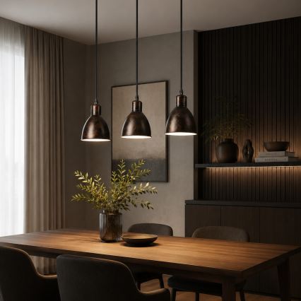 Brilagi - suspension LED sur câble RIDDY 3xE27/60W/230V cuivré/patiné