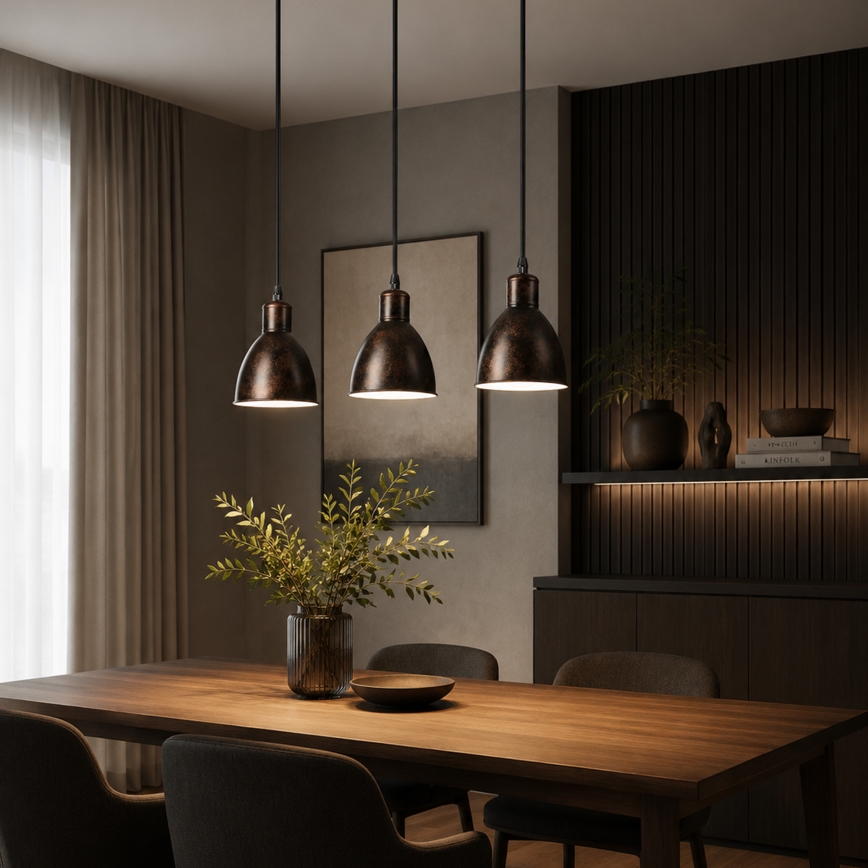 Brilagi - suspension LED sur câble RIDDY 3xE27/60W/230V cuivré/patiné