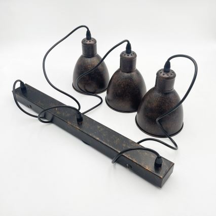 Brilagi - suspension LED sur câble RIDDY 3xE27/60W/230V cuivré/patiné
