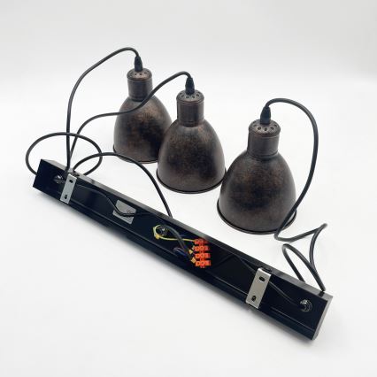 Brilagi - suspension LED sur câble RIDDY 3xE27/60W/230V cuivré/patiné