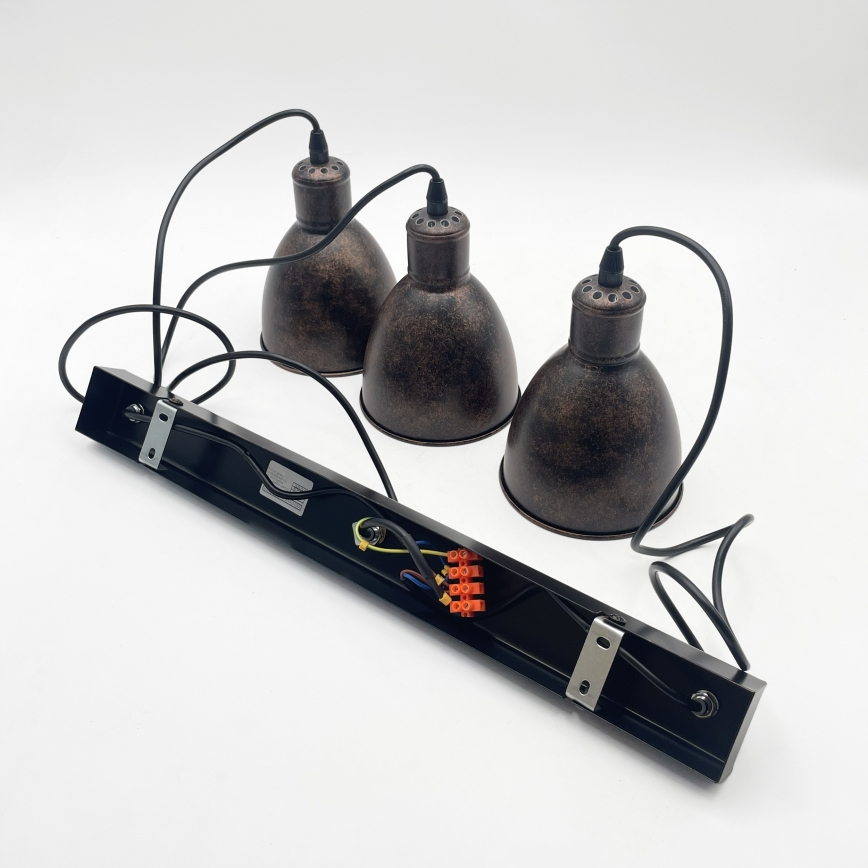 Brilagi - suspension LED sur câble RIDDY 3xE27/60W/230V cuivré/patiné