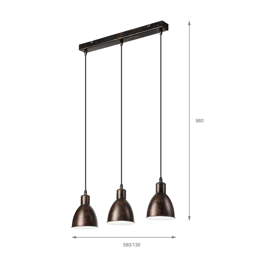 Brilagi - suspension LED sur câble RIDDY 3xE27/60W/230V cuivré/patiné