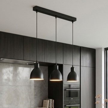 Brilagi - Suspension LED sur câble RIDDY 3xE27/60W/230V noire