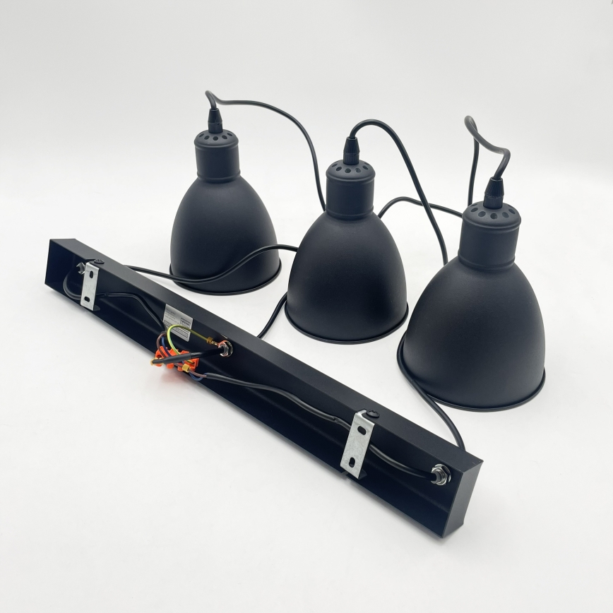 Brilagi - Suspension LED sur câble RIDDY 3xE27/60W/230V noire