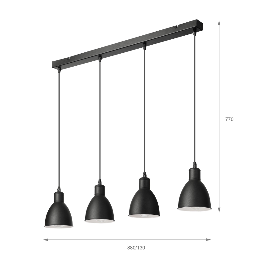 Brilagi - Suspension LED sur câble RIDDY 4xE27/60W/230V noire