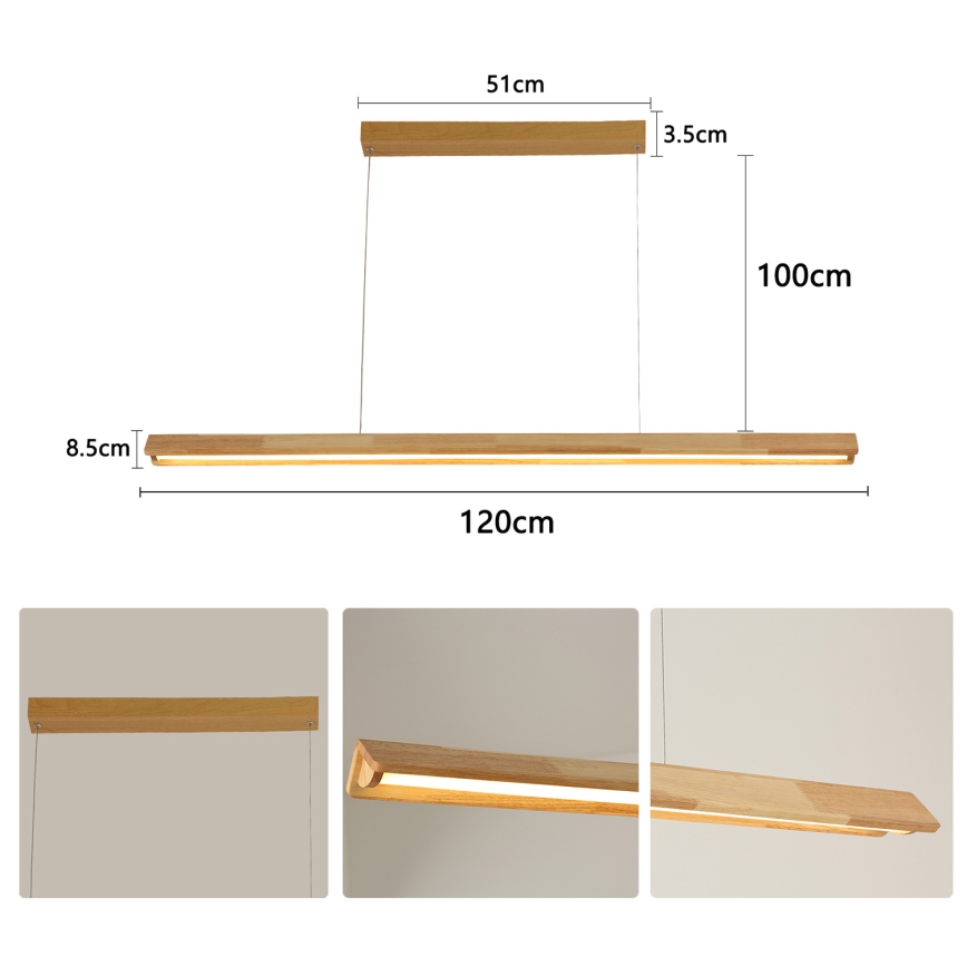 Brilagi - Suspension LED sur câble UMEA WOOD LED/30W/230V 120 cm bois