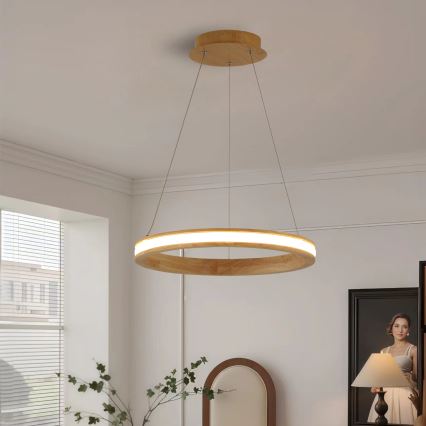 Brilagi - Suspension LED sur câble UMEA WOOD LED/30W/230V Ø 40 cm bois