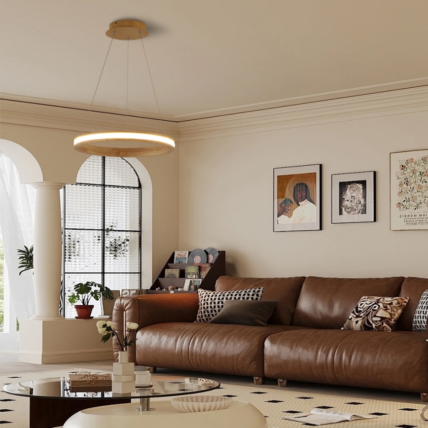 Brilagi - Suspension LED sur câble UMEA WOOD LED/30W/230V Ø 40 cm bois